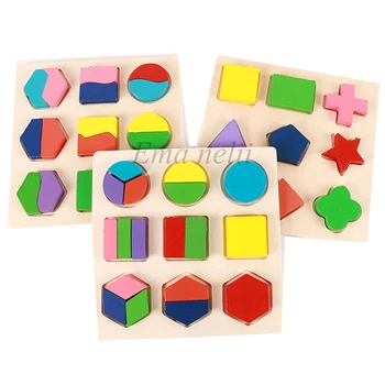 Predaj Geometrického Tvaru a Farby Zodpovedajúce Hračky-Drevené 3D Puzzle Dieťa Montessori Začiatku Vzdelávacieho Hračka pre Deti,