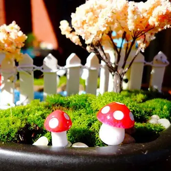 10Pcs Mini Red Mushroom Záhrada Ornament Miniatúrne Kvetináčov Víla DIY domček pre bábiky AA