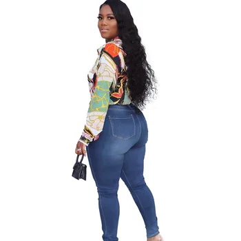 HAOOHU 2020 nové žien roztrhané džínsy, nohavice veľkosť fashion street motýľ vysoký pás pevne úsek slim denim ceruzkou nohavice