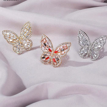 Nové Trendy Veľký Motýľ Krúžok Luxusné Drahokamu Crystal Prst Zásnubné Prstene, Svadobné Party Ženské Kruhy Zvierat Šperky