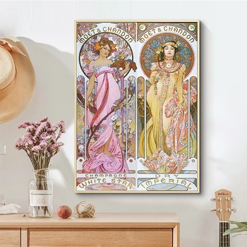 Alphonse Mucha Vintage Ilustrácia Plátno Plagáty a Vytlačí Plátne, Obrazy na Stenu Umenie Piuctures Cuadros pre Domáce Dekorácie