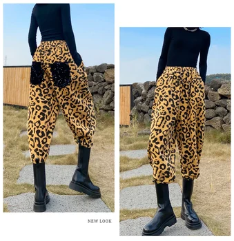 Trendy Dve Dielna Sada Sequin Leopard Tlač Ženy Kórejský Tweed Bunda Vyhovovali Asymetrický Zodpovedajúce Menčester Tričko Patchwork 2 Ks Elegantné