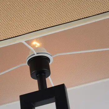 Čínsky Moderné Čierne Poschodí Lampa Flaxen Látkové Tienidlo Stojí Svetlo Pre Obývacia Izba Posteli Domova Zariadenie E27 110-240V