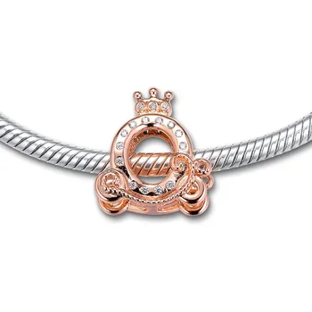 Žiariaca Koruna Prepravu Kúzlo Korálky pre Šperky, ktoré Jasne CZ Rose Zlaté Šperky Princezná Auto Korálky бижутерия