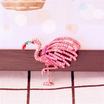 Top Ružový Kryštál Flamingo Brošňa Pre Ženy, Dievčatá Roztomilý Zlatej Farby, Brošňa Pin Vtákov, Zvierat Broches Módne Sako Príslušenstvo