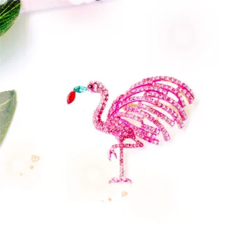 Top Ružový Kryštál Flamingo Brošňa Pre Ženy, Dievčatá Roztomilý Zlatej Farby, Brošňa Pin Vtákov, Zvierat Broches Módne Sako Príslušenstvo