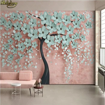 Beibehang vlastný Strom Nordic kvety nástenná maľba na Stenu Papier pre Obývacia Izba, TV joj, Nástenné Maľby, 3D Tapety Domáce Dekorácie