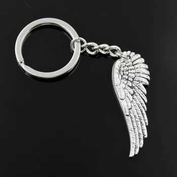 Nové Módne Mužov 30 mm Keychain DIY Kovový Držiak Reťaze Vintage Anjel Krídla 51x17mm Striebornej Farby s Príveskom Darček