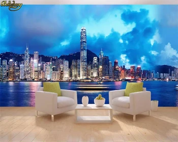 Beibehang Vlastné 3d tapeta Hong Kong noc krajiny more a nebo plné dom pozadí nástenné maľby nástenné papiere domova