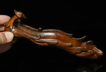 Svadobné Dekorácie Čínsky Krušpán dreva Vyrezané, FengShui Phoenix vták Socha regorge kadidlo vložiť