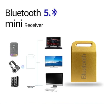 New metal USB Bezdrôtovej pomocné Bluetooth 5.0 receiverr audio adaptér transmitte pre MP3 prehrávač reproduktorov domáceho stereosystému