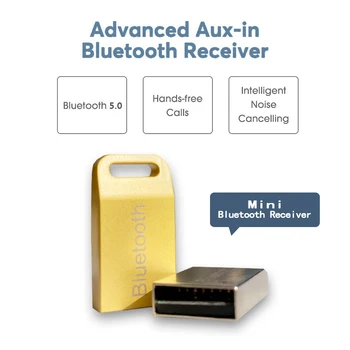 New metal USB Bezdrôtovej pomocné Bluetooth 5.0 receiverr audio adaptér transmitte pre MP3 prehrávač reproduktorov domáceho stereosystému