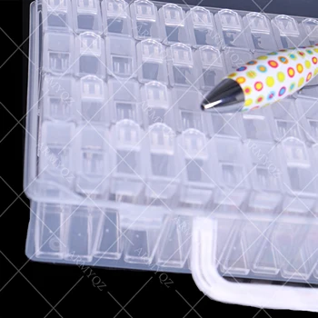 60 Sloty Veľký Úložný Box Pre DIY Diamond Maľovanie Nástroj Plastové Úložný Box Kamienky Mozaiky Korálky Organizátor darček Pero