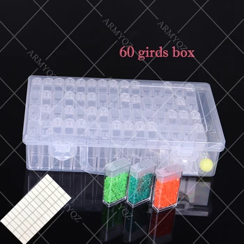 60 Sloty Veľký Úložný Box Pre DIY Diamond Maľovanie Nástroj Plastové Úložný Box Kamienky Mozaiky Korálky Organizátor darček Pero