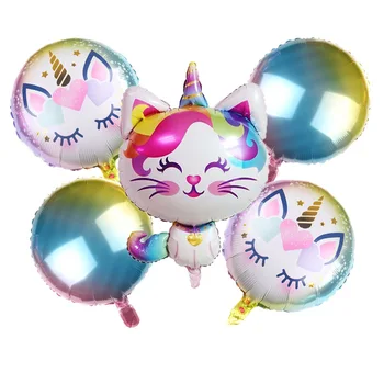 5 ks/veľa Dúha Unicorn Mačka Fóliový balón Gradient farba Číslo ballon Narodeniny, Svadobné Party Dekorácie dodávky Baby Sprcha