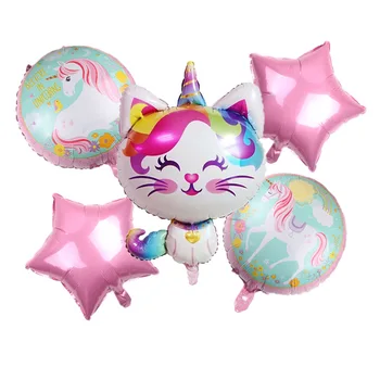 5 ks/veľa Dúha Unicorn Mačka Fóliový balón Gradient farba Číslo ballon Narodeniny, Svadobné Party Dekorácie dodávky Baby Sprcha