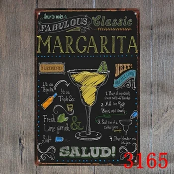 Kovov Cín Prihlásiť 20*30 cm margarita koktail recept Dekor Bar Krčmy Domov Vintage Retro Plagátu komické nálepky