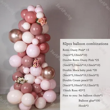 4D Rose Gold Hliníková Fólia Balóny Garland DIY valentínska Výzdoba Zdvojnásobil Baby Pink Balón Arch Latex Svadobné Dodávky