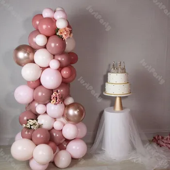 4D Rose Gold Hliníková Fólia Balóny Garland DIY valentínska Výzdoba Zdvojnásobil Baby Pink Balón Arch Latex Svadobné Dodávky