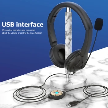 Šumu Mikrofónu Call Center PC Ovládanie Linky USB Káblové Gaming Headset pre Vonkajšie Príjemné Slúchadlá Ornament