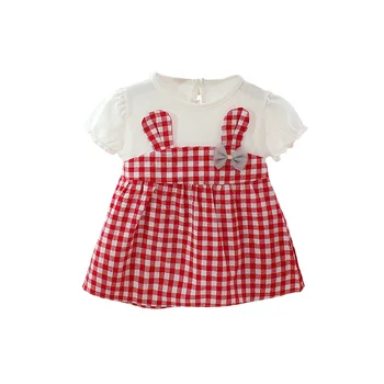 Nové detské šaty Dieťa dievča kórejský šaty dievčatko krátkym rukávom šaty tide
