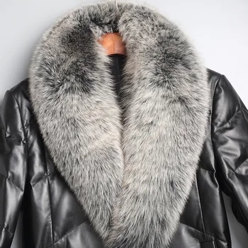 Pierko Kožený kabát na zimu, Royal fox golier pre mužov, p-13-161aa-1 nd721