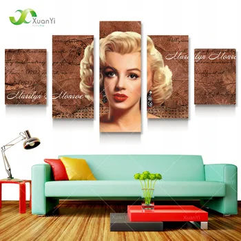 5 Panel Marilyn Monroe Plagát Plátno Art Tlač Obrazov Na Stenu Domáce Dekorácie Veľké Nástenné Obrazy Pre Obývacia Izba Bez Rámu