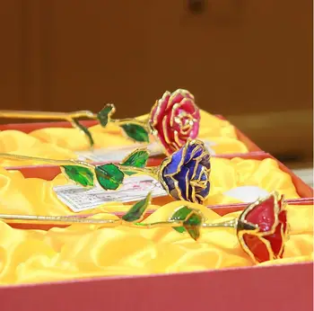 Pokovovanie 24k gold rose s Vázy a high-end darček box set Gold rose z lakom, ktoré pečieme doprava zadarmo DT22