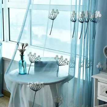 Pastortal Modrá Púpava Okno Tylu Závesy Obývacia Izba, Spálňa, Francúzsky Vyšívaný Kvetinový Závesy Pre Kuchyňa Naprostej