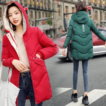 Zimná bunda ženy novú veľkú veľkosť hrubé bavlna kabát módne voľné dlhým rukávom s kapucňou bavlna zimná bunda ženy kabát W851