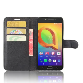 Móda Wallet PU Kožené puzdro Flip Ochranné Telefón Späť Shell Pre ALCATEL A5 LED Visa Kartu So Stojanom