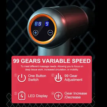 99-Gears LED Displej Svalov Masér Zbraň Hlboká Svalová Terapia, prípravkov na Chudnutie, Formovanie Svalové Bolesti, Relax 8000R/MIN