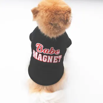 XS-L Pet Psie Oblečenie, Móda Jar Leto Psov Tričko, Vesta List Tlač Cartoon Psie Oblečenie Pre Malých Psov Čierny Pes T-shirt