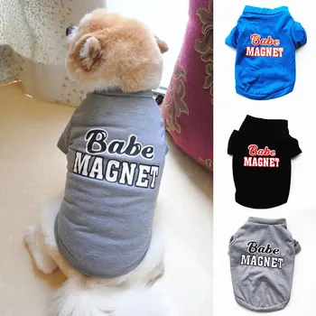 XS-L Pet Psie Oblečenie, Móda Jar Leto Psov Tričko, Vesta List Tlač Cartoon Psie Oblečenie Pre Malých Psov Čierny Pes T-shirt