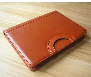 Zips A4 kožené súbor, priečinok rozšírenie dokumentu taška aktovku padfolio kabelka s rukoväť kalkulačka krúžkových 442B