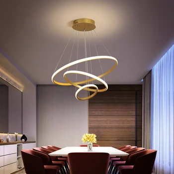 Kreatívne Moderné LED luster Domov Pre Obývacej Izby, Spálne, Jedálne, Káva Krúžky Kruhu Stropu Visí Rám Luster