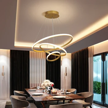 Kreatívne Moderné LED luster Domov Pre Obývacej Izby, Spálne, Jedálne, Káva Krúžky Kruhu Stropu Visí Rám Luster