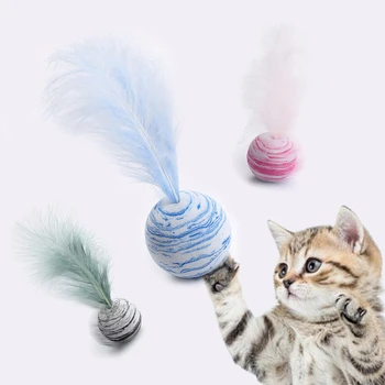Jemná Cat Hračka Star Loptičky Plus Perie Vysokej Kvality EVA Materiálu, Ľahké Penové Lopty Hádzať Interaktívne Zábavné Plyšové Hračky Dodávky