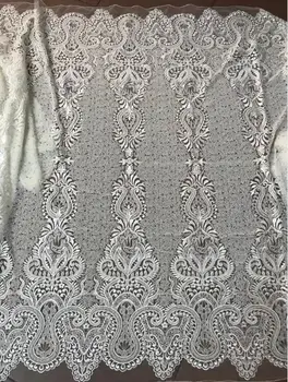 Vyšívané Čipky a Tylu Textílie L-8113 s plnou korálky Afriky francúzskej Čipky Textílie s Vysokou Kvalitou