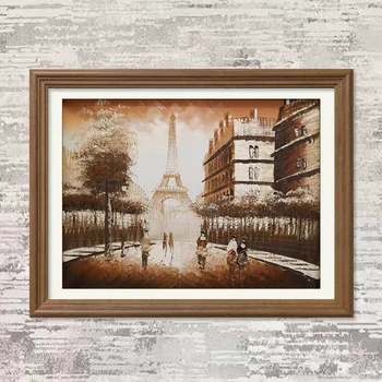 Handpaint Eiffelova Veža Street View olej na Plátne Pre umelecké dekorácie