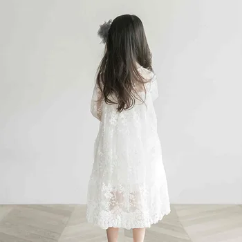 Nové 2019 deti čipky šaty dievčatá kvetinové šaty deti biele šaty batoľa jar leto oblečenie, detská princezná šaty fantázie,#6267
