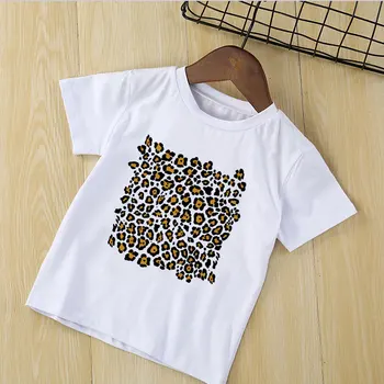 DERMSPE Nový Príchod Módne Leopard List Vytlačený Chlapci a Dievčatá Topy Voľné Harajuku Štýl Deti Krátke Sleeve T-shirt