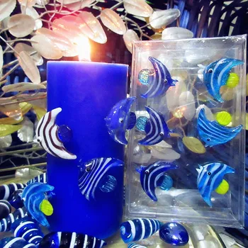 Svietnik dekoratívne sklo dolphin figúrky, doplnky murano ručne vyrábané sklo Morské živočíchy hale sviečky, dekorácie