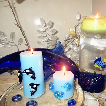 Svietnik dekoratívne sklo dolphin figúrky, doplnky murano ručne vyrábané sklo Morské živočíchy hale sviečky, dekorácie