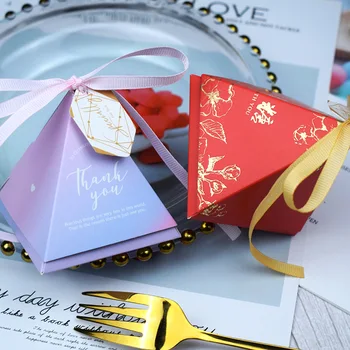 Nové Kreatívne Candy Box Dvojitý Trojuholník Svadobné Prospech Darčeka Baby Sprcha Narodeninovej Party Dodávky Dekorácie Package Darčekové Tašky
