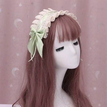Japonský Gothic Lolita Vlasy Príslušenstvo Sladké Volánikmi Čipky, Satén Luk hlavový most Q0KE