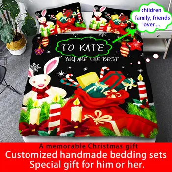 Vianočný darček vlastné kráľovná king size 3d posteľná bielizeň nastaviť conforter plnej veľkosti spálňa dizajnér perinu nastaviť obliečky na vankúše 3ks