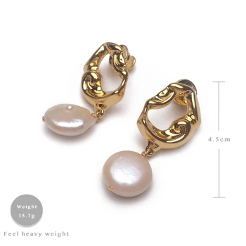 Rispada EH30237-G24 Elegantné a nepravidelné prírodné perlový prívesok náušnice