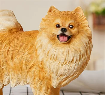 Roztomilý Simulácia Zvierat Psa Socha Realisticky Psa Pomeranian Šteňa Socha Živice Remesiel malá soška