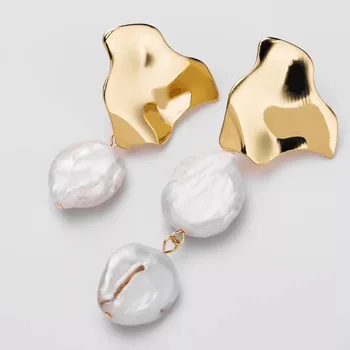 Pre-order 2018 nové, módne gold drop náušnice, pôvodné veľkoobchod nový príchod, reálne goldplated čerstvé pearl klesol náušnice